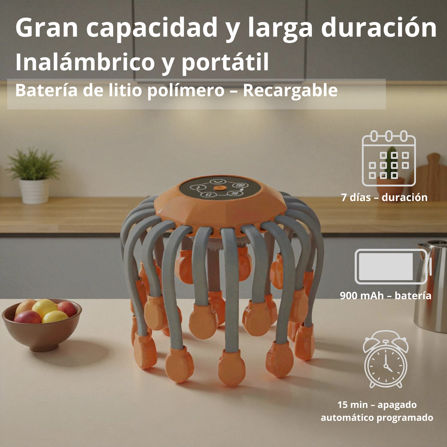 Masajeador de Cabeza 20 Puntas – Alivia Estrés en 10 Segundos