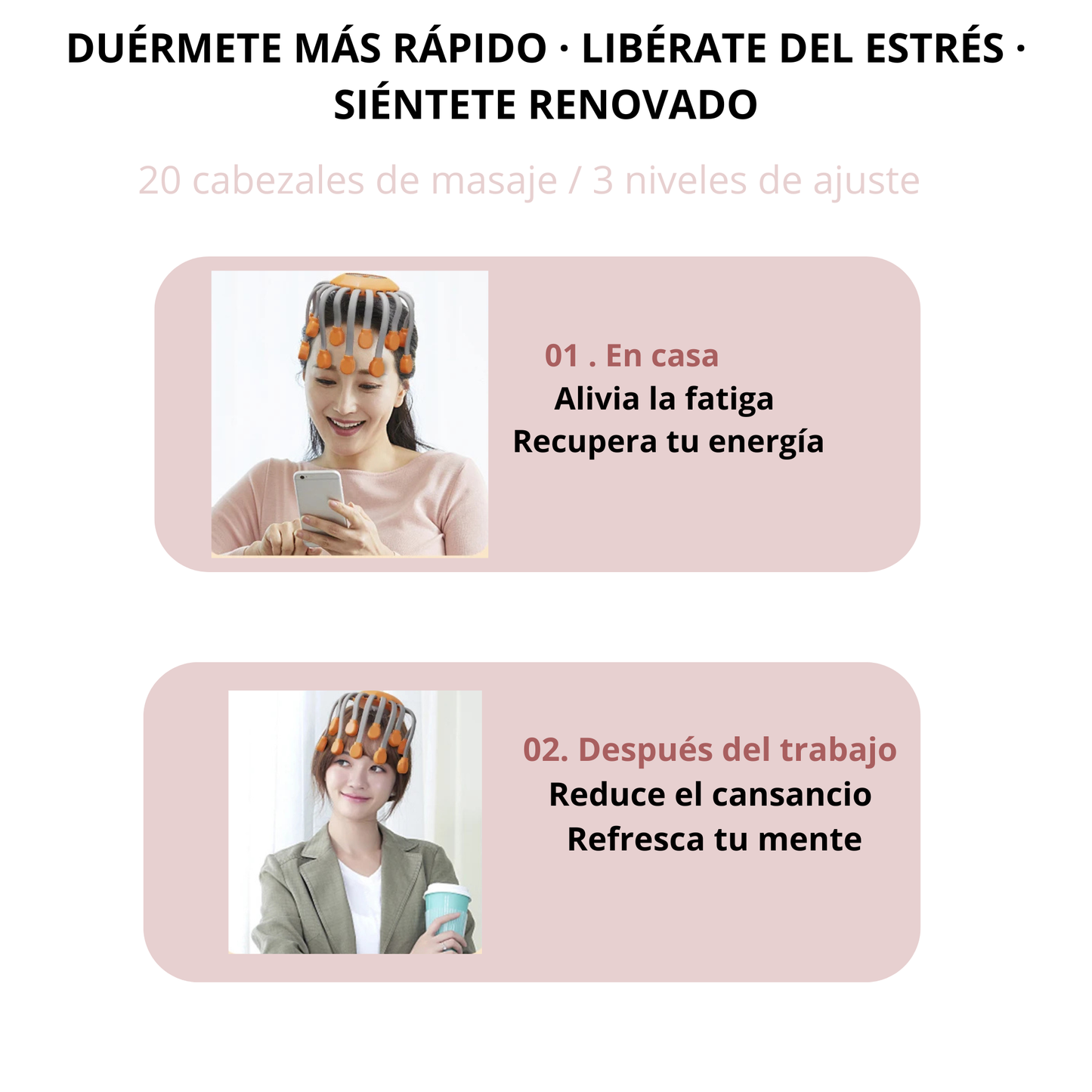 Masajeador de Cabeza 20 Puntas – Alivia Estrés en 10 Segundos