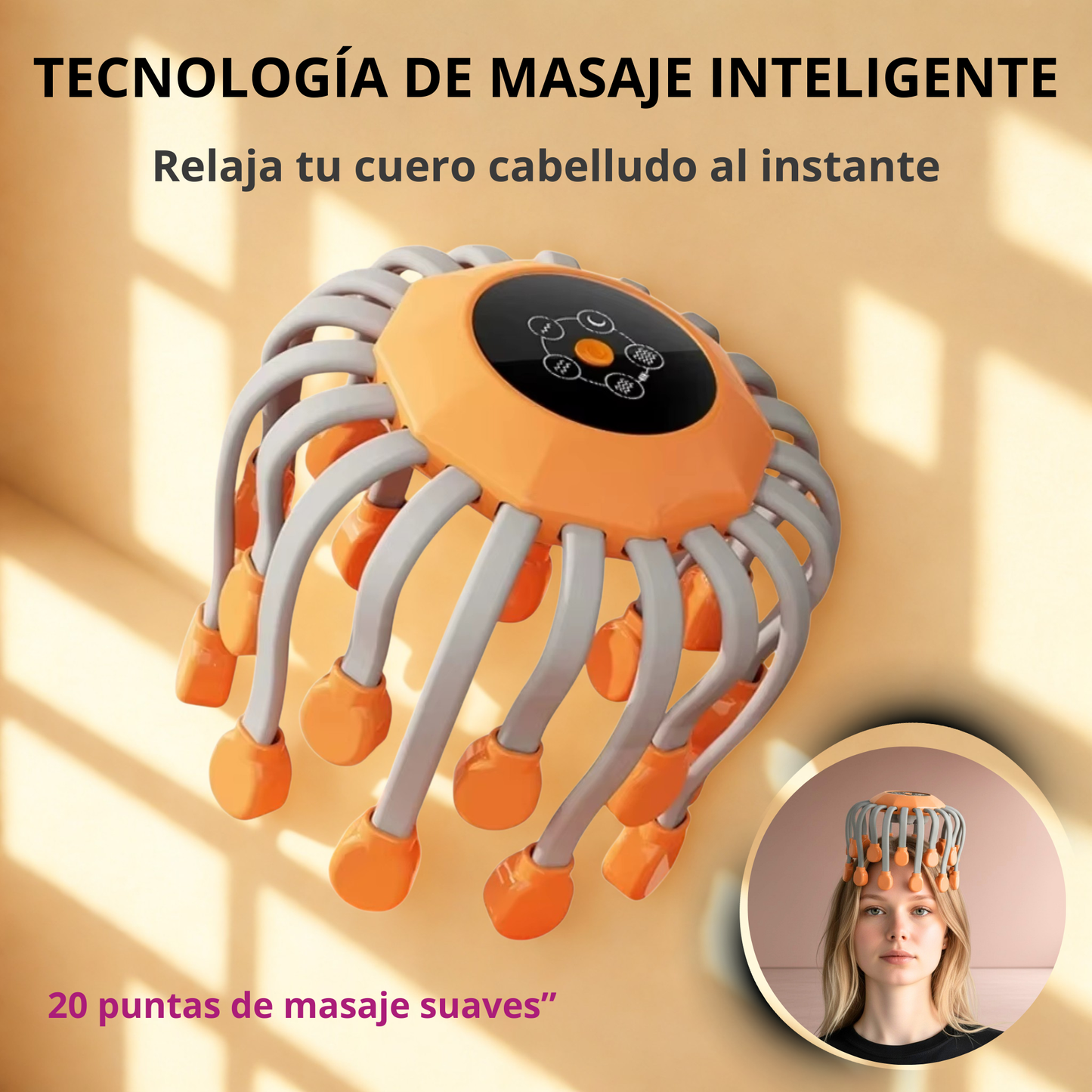 Masajeador de Cabeza 20 Puntas – Alivia Estrés en 10 Segundos