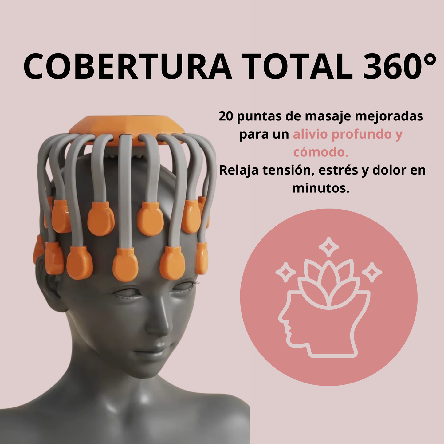 Masajeador de Cabeza 20 Puntas – Alivia Estrés en 10 Segundos