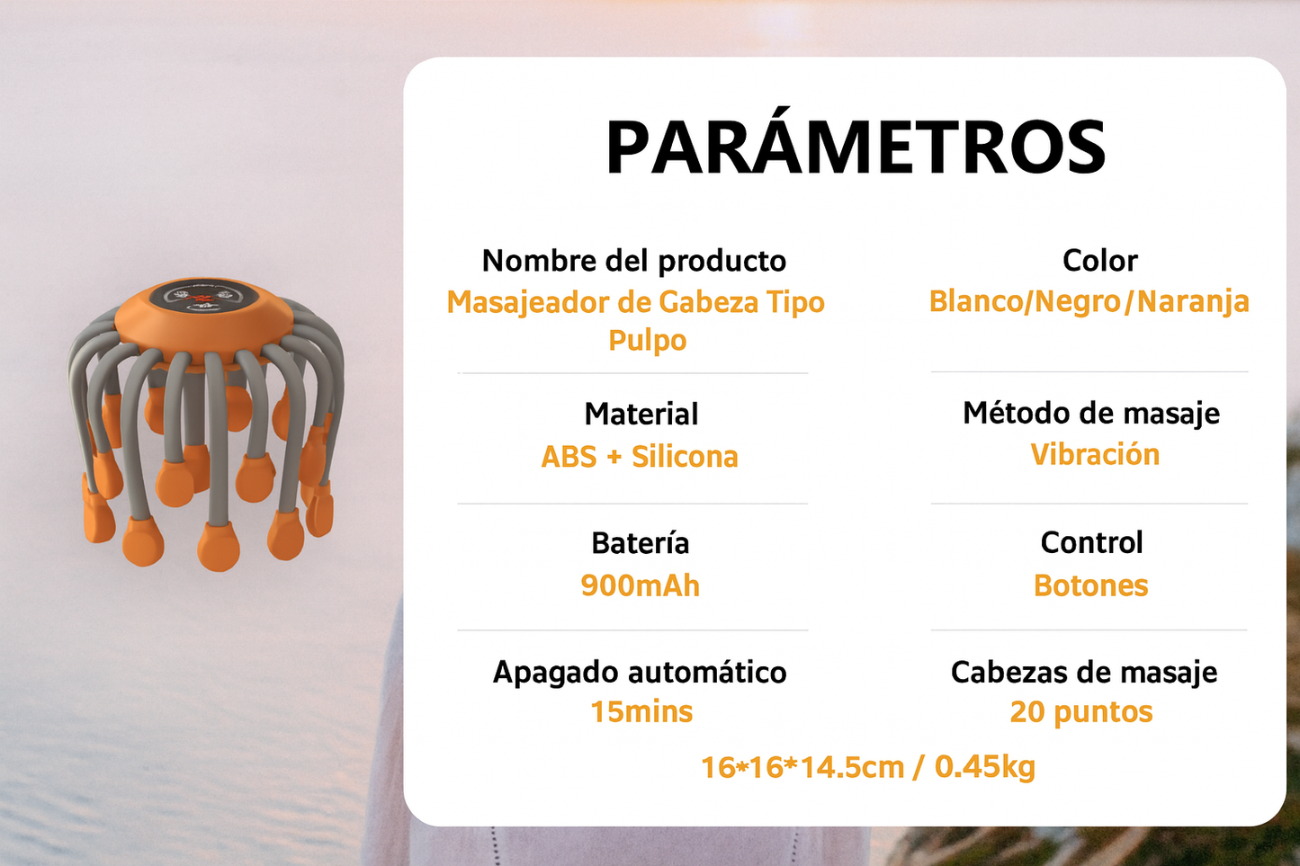 Masajeador de Cabeza 20 Puntas – Alivia Estrés en 10 Segundos